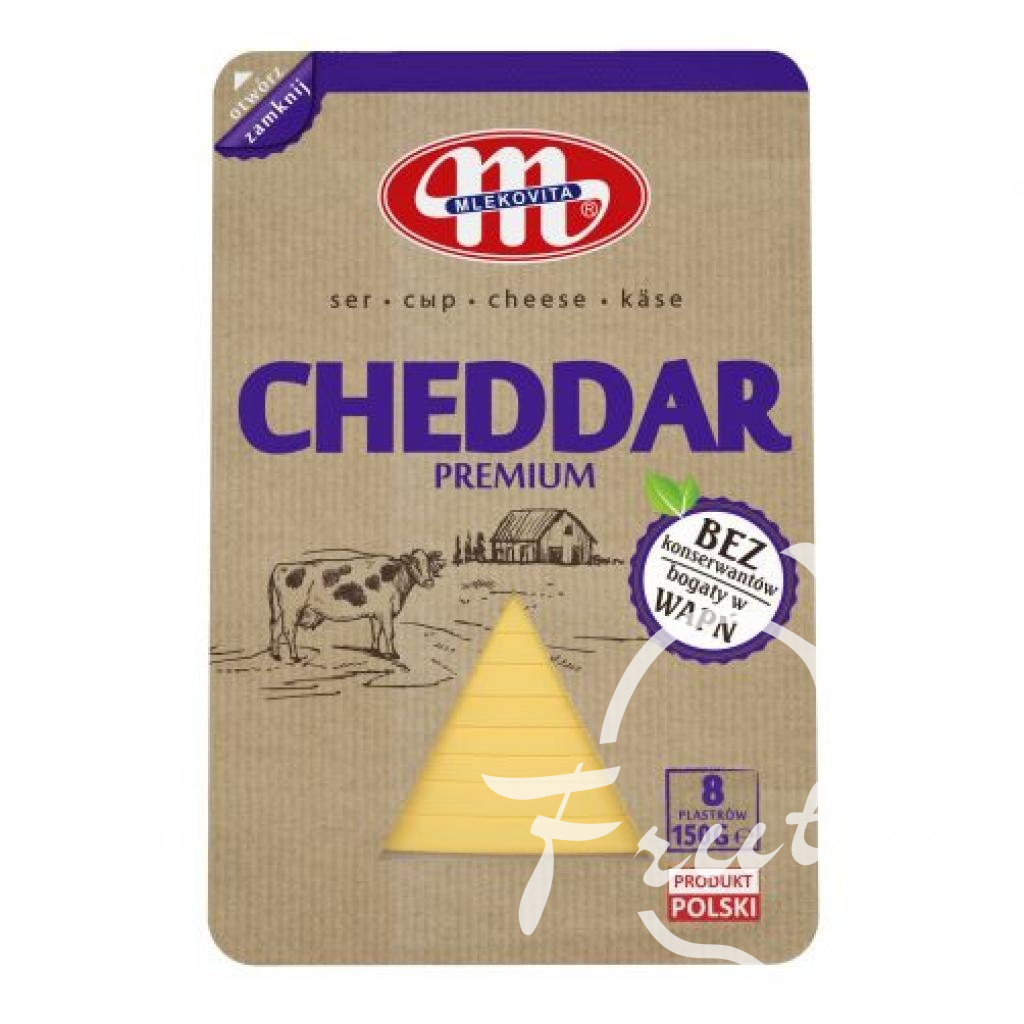 Mlekovita ser cheddar premium plastry 150g Mlekovita ser cheddar premium plastry 150g
