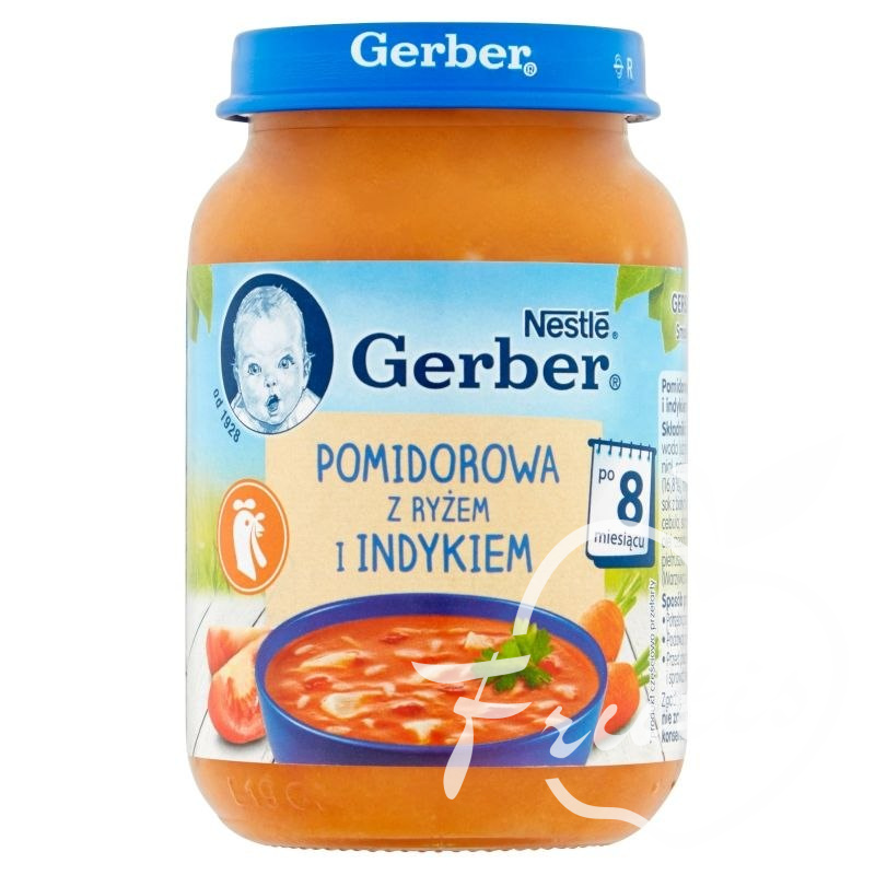Gerber zupa pomidorowa z ryżem i indykiem (190g)