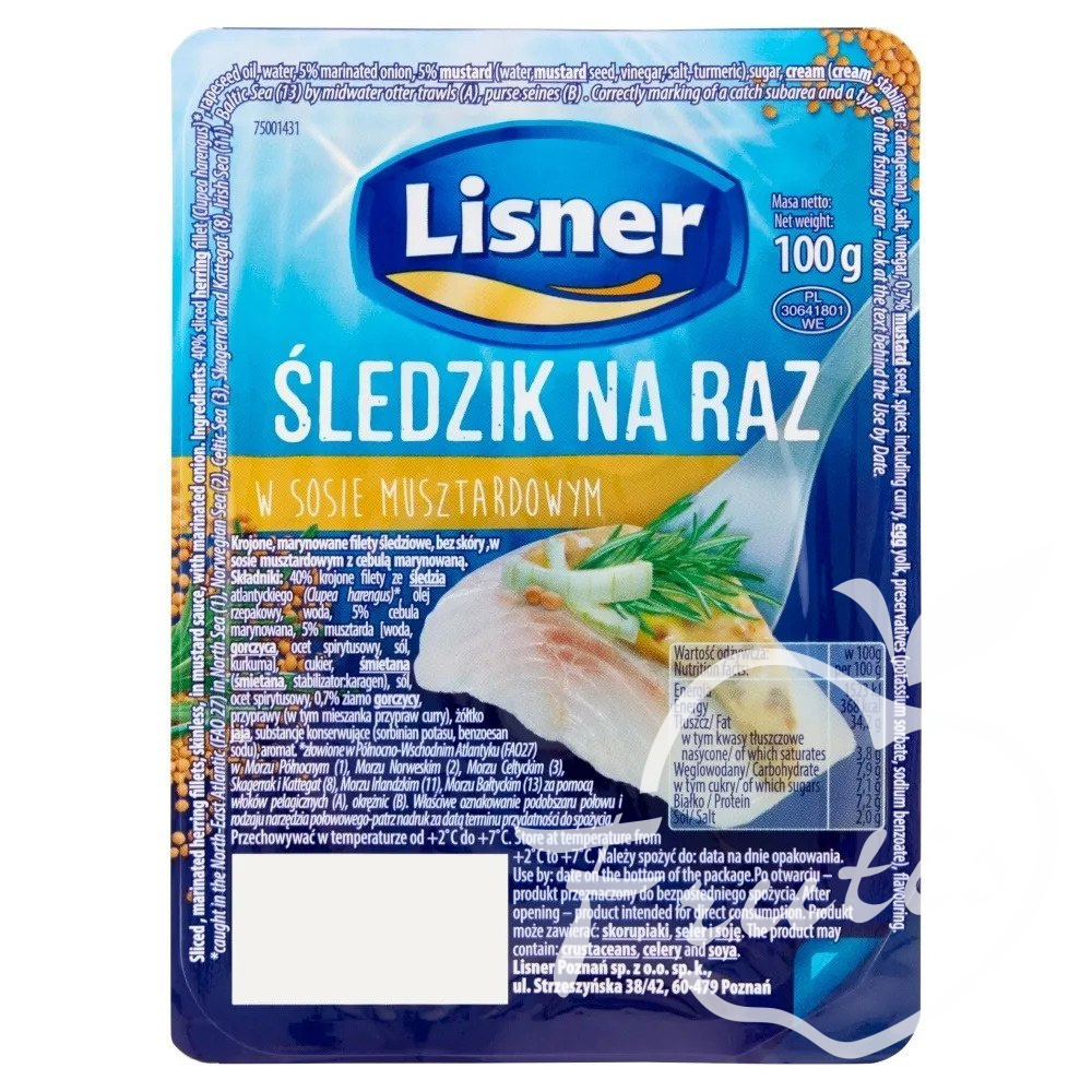 Lisner śledzik na raz w sosie musztardowym (100g) Lisner śledzik na raz w sosie musztardowym (100g)