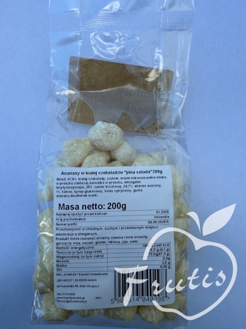 Ananas w białej czekoladzie ,,pina colada'' (200g) Ananas w białej czekoladzie ,,pina colada'' (200g)