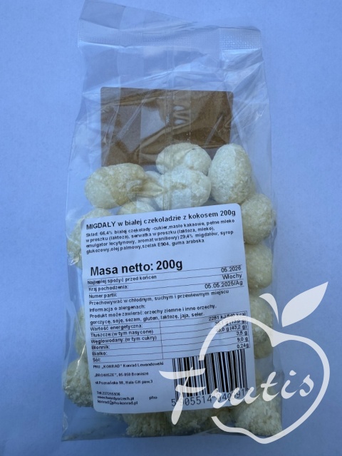 Migdały w białej czkoladzie z kokosem (200g) Migdały w białej czkoladzie z kokosem (200g)