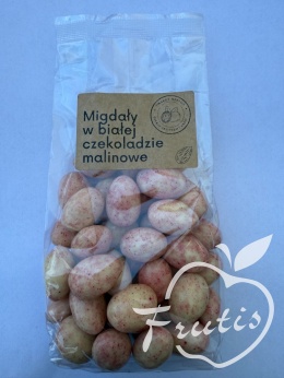 Migdały w białej malinowej czekoladzie (200g)