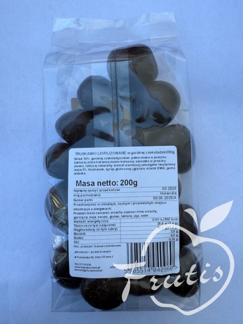 Truskawka liofilizowana w gorzkiej czekoladzie (200g) Truskawka liofilizowana w gorzkiej czekoladzie (200g)